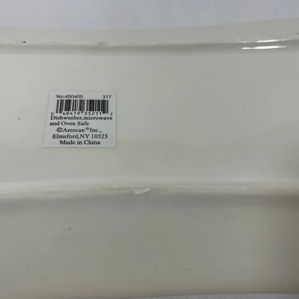 Amscan‎ Ceramic Serving Tray Christmas Holly May Spirit of Giving 15.5x5.5